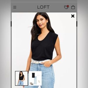 NWT Loft Pleated Muscle Tee - Black